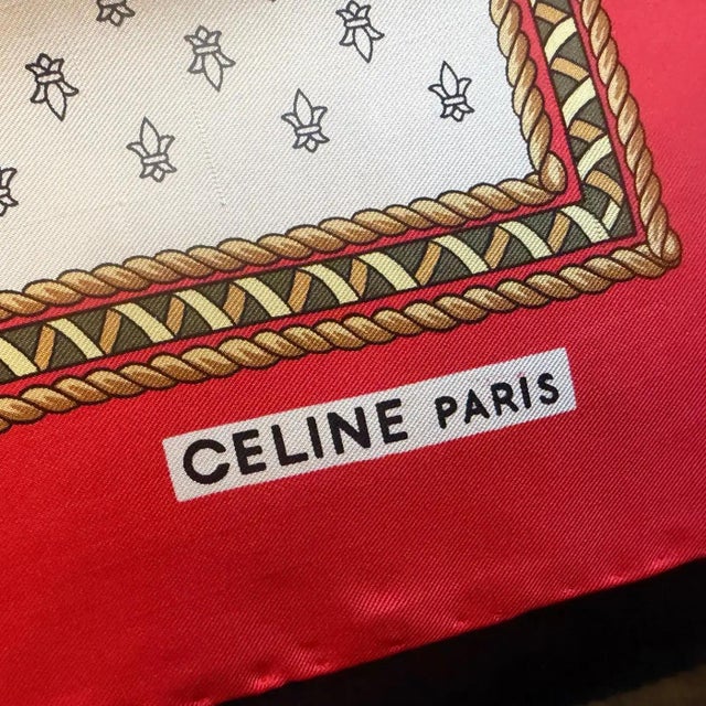1990s "Messageries Et Diligences" Carré Silk Scarf by Celine Paris For Sale - Image 13 of 13