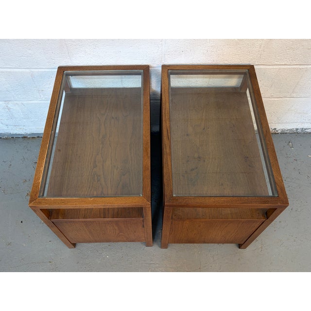 Mid 20th Century Cane and Glass Top End Tables For Sale - Image 4 of 10