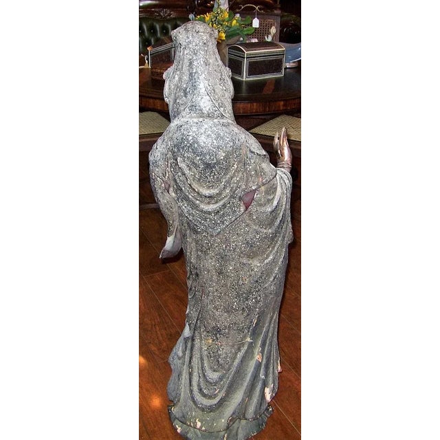 PRESENTING A STUNNING 19C Asian Wooden Carved, Painted & Gilded Guanyin Statue.. LARGE.....a floor piece. This Wooden...