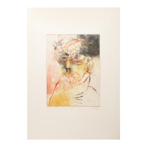 Signed Limited Edition Abstract Portrait Color Etching by Walter Sorge