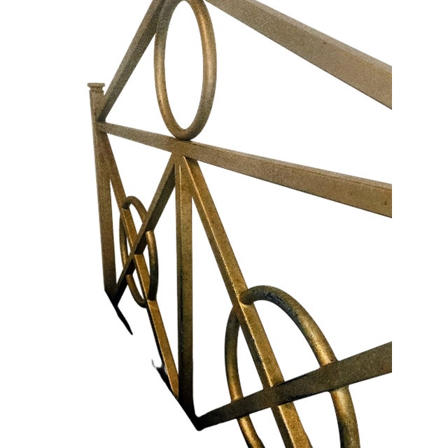 Art Deco Last Call! 1980s Architectural Gilt Metal Double Bed – Heavy-Duty Designer Statement Frame For Sale - Image 3 of 13