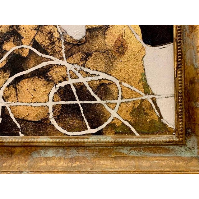 2010s Andrea Stella "Intertwining Musical" Gold Leaf Oil Mixed Media Painting, Figurative Abstract, Italian Contemporary Art, 2010 For Sale - Image 5 of 9