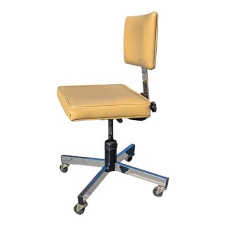 Vintage InterRoyal Chrome and Faux-Leather Office Chair For Sale