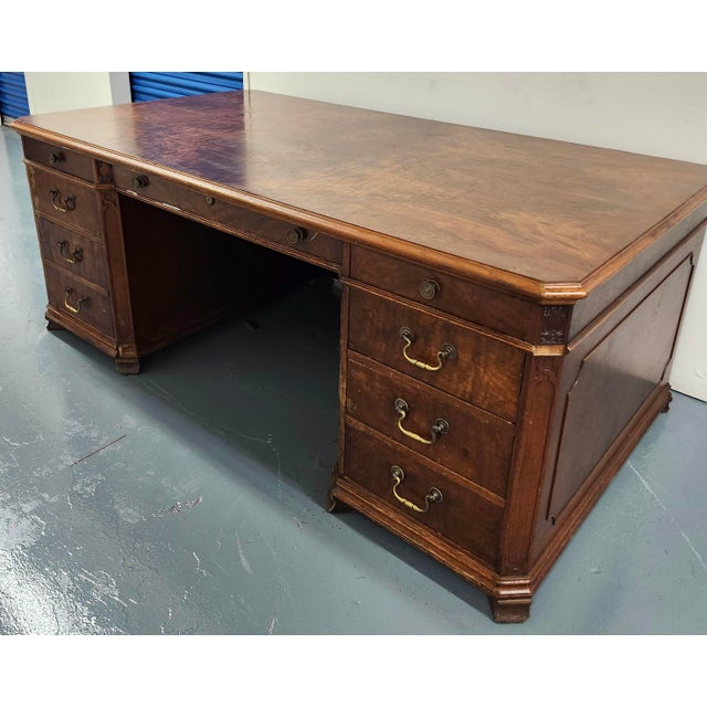 Wood Late 19th Century Doten-Dunton Antique Executive Desk - 72” Mahogany For Sale - Image 7 of 7