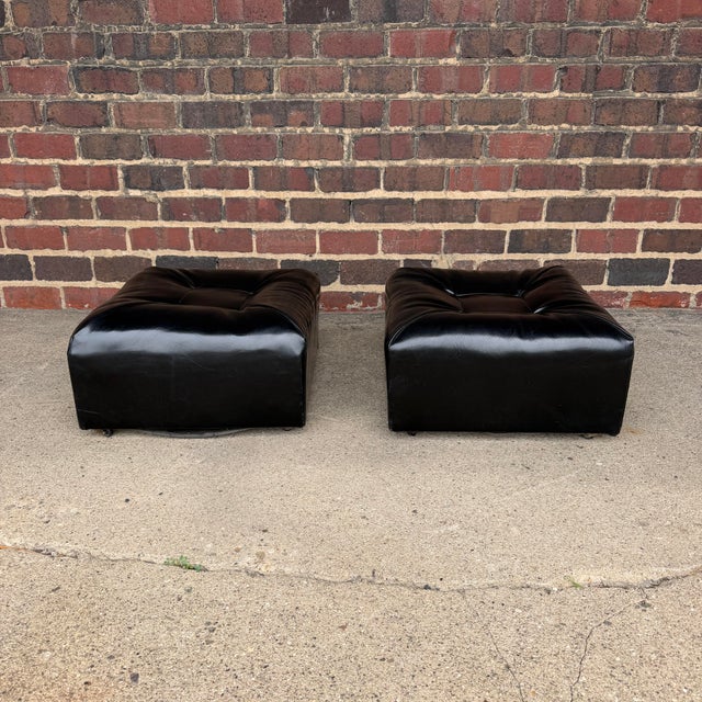 Mid 20th Century Pair of Square Ottomans on Castors Mid Century Modern For Sale - Image 5 of 9