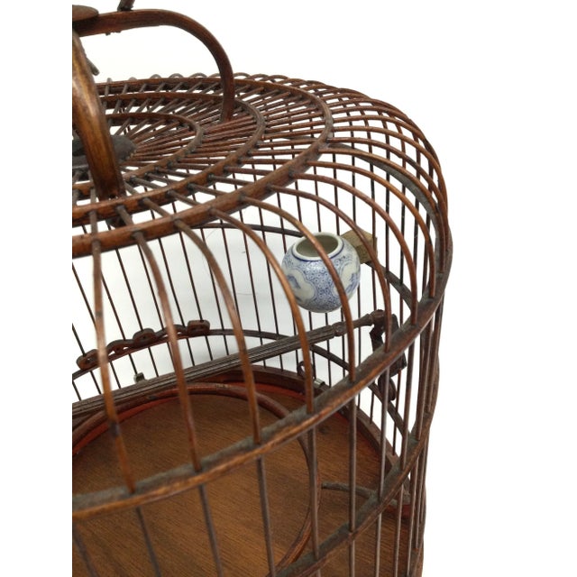 Brown Antique Bamboo Chinese Bird Cage For Sale - Image 8 of 13