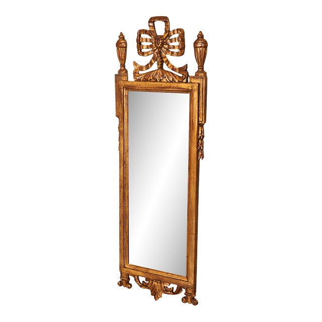 Italian Giltwood Narrow Vintage Wall Mirror Mirror For Sale
