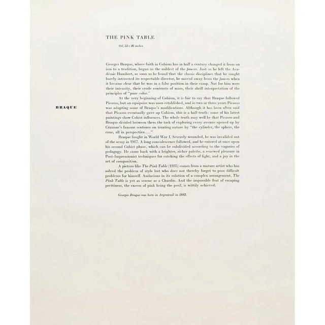 1950s 1950s After Georges Braque "The Pink Table", First Edition Swiss Full-Color Print For Sale - Image 5 of 9