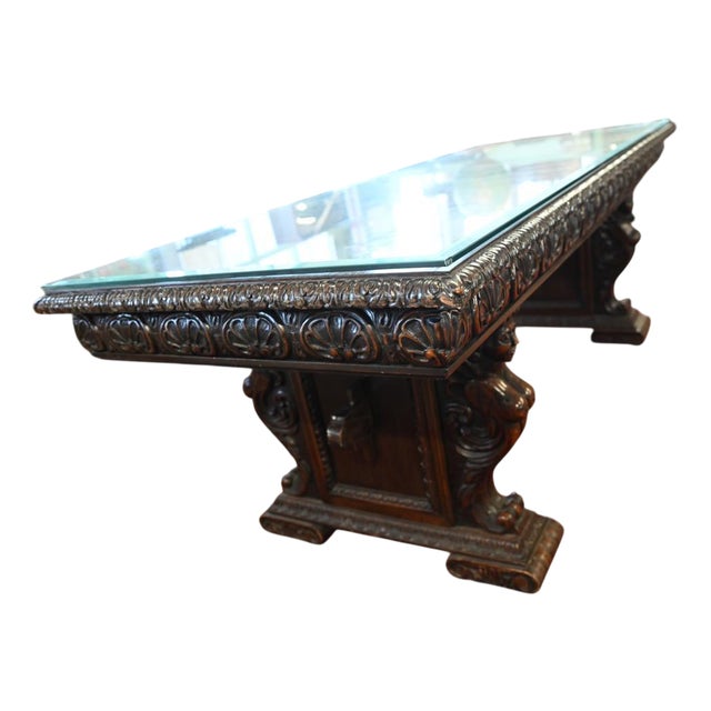 Italian Dining Table Carved Walnut 12 Seater, 1860 For Sale