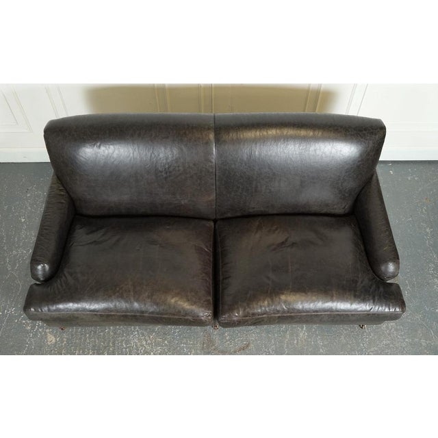 Howard Style Heritage Grey Leather Sofa For Sale - Image 9 of 15