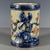 Ceramic 1990s Blue & White Porcelain Brush Pot With Bird & Flower Motif, 4.7" For Sale - Image 7 of 9