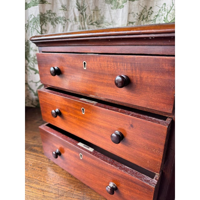 Maroon Small Watchmakers Chest of Drawers, 1890s For Sale - Image 8 of 14