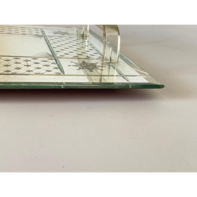 1940s French Art Deco Style Tray with Beveled Mirror and Bakelite Handles, 1940s For Sale - Image 5 of 14