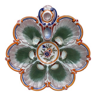 French Faience Oyster Plate Saint Clement, Circa 1890 For Sale