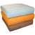 Cotton floor pillows. Available in tangerine and turquoise. The price reflects one.