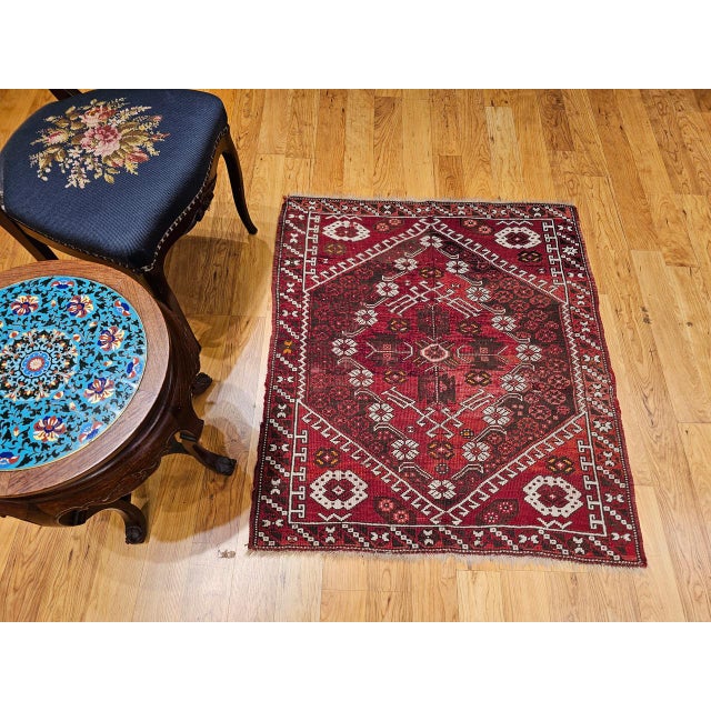 Red 19th Century Turkish Bergama Village Rug, Handwoven Wool, Brick Red, 3' x 4' For Sale - Image 8 of 18