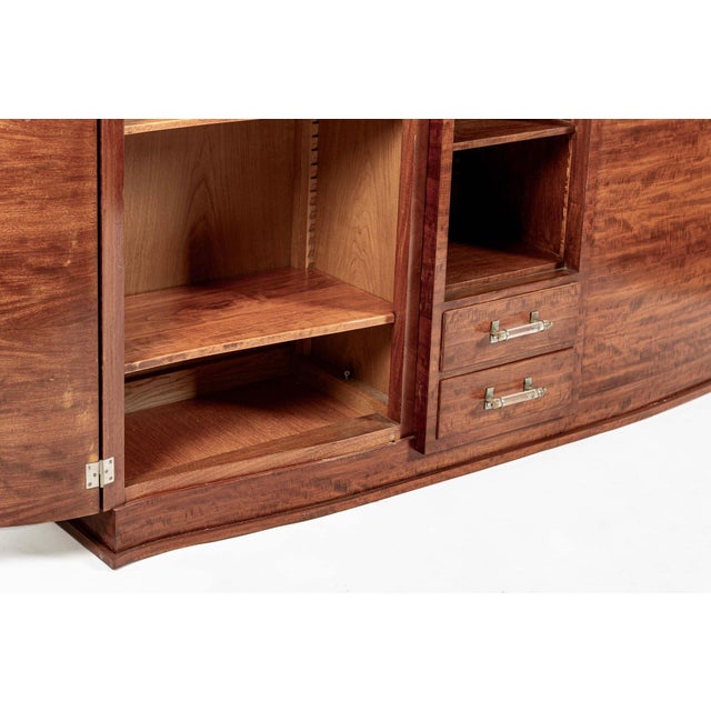 1940s Antique Art Deco Tall Mahogany Wood Storage or Bar Cabinet 1940s For Sale - Image 5 of 17