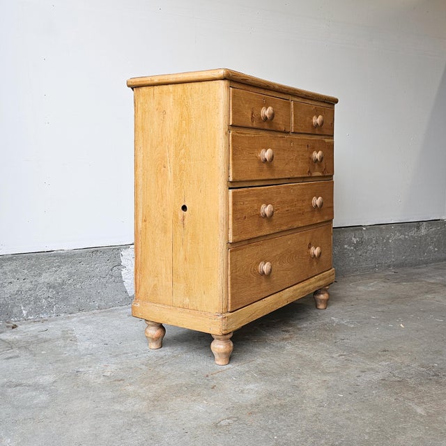 Farmhouse Antique English Pine Dresser on Tulip Feet, Chest of Drawers - Circa 1880 For Sale - Image 3 of 11