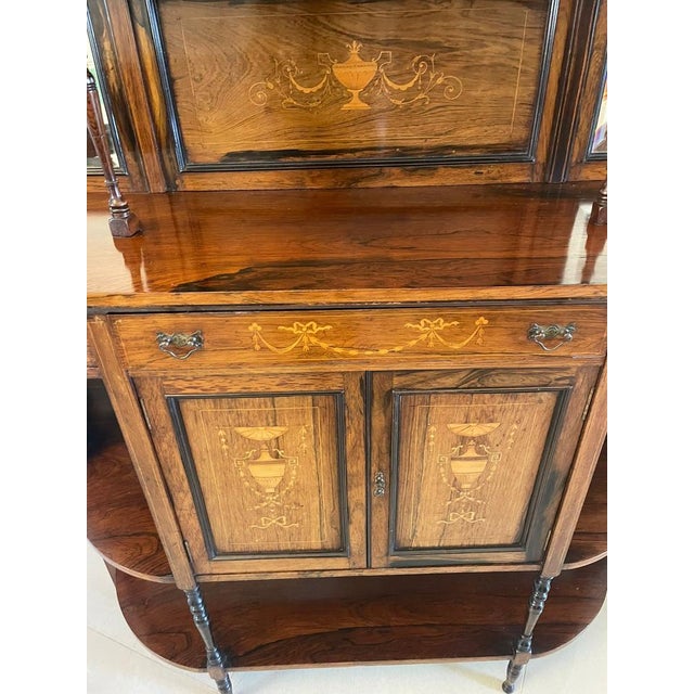 Wood Antique Victorian Inlaid Rosewood Side Cabinet For Sale - Image 7 of 14
