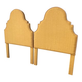 Vintage 1980s Hollywood Regency Twin Headboards Set of 2 in French Yellow. For Sale