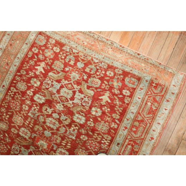 Early 20th Century Early 20th Century Zabihi Collection Red Persian Malayer Small Size Square Rug - 3'6" x 4'4" For Sale - Image 5 of 9