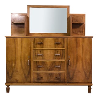 Vintage Credenza with Mirror & Open Shelves, Italy, 1940s For Sale