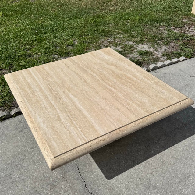 Italian Vintage Italian Travertine Coffee Table by Stone International For Sale - Image 3 of 12