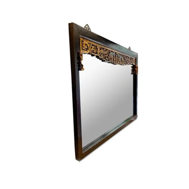 Asian Antique Vintage 1960s Elm Mirror For Sale - Image 3 of 8