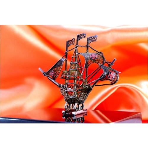 Miniature Caravel in Filigree Silver, in Very Good conditions. Designed 1980 to 1989 This piece has an attribution mark, I...