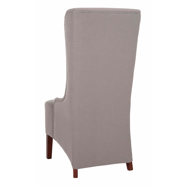 2020s 20''H Linen Dining Chair in Natural Cream & Cherry Mahogany For Sale - Image 5 of 11