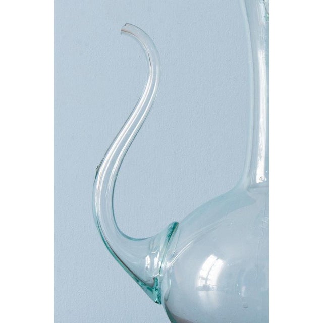 19th Century Spanish Teal Blown Glass Ewer with Stopper For Sale - Image 6 of 11