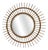 Vintage Round Bamboo Mirror with Faceted Glass, 1950s For Sale