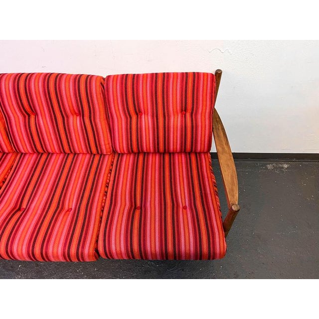 Red Mid-Century Beech Sofa, 1960s For Sale - Image 8 of 18