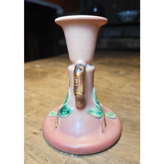 Roseville Pottery 1940s Roseville Snowberry Candle Holder For Sale - Image 4 of 8