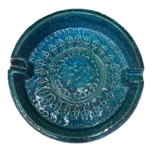 Mid Century Modern Bitossi Rimini Blue Ceramic Ashtray Catchall Bowl