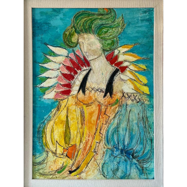 Lazzaro Donati, Italian Modernist Surrealist Woman Color Oil Painting Lazzaro Donati La Regina, 1961 For Sale - Image 14 of 14