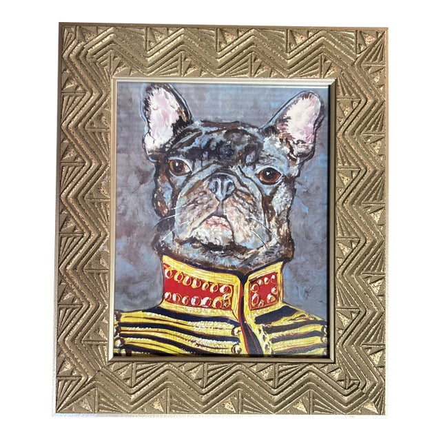 Contemporary Military Frenchie Dog Print by Judy Henn For Sale