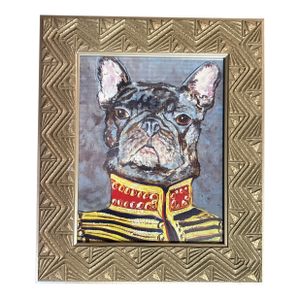 Contemporary Military Frenchie Dog Print by Judy Henn