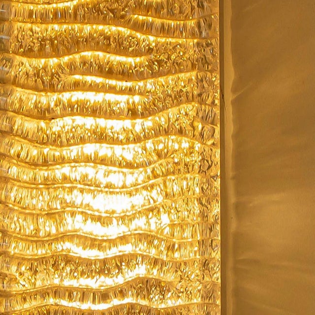 Structured Glass and Brass Wall Light from Kaiser, 1960s For Sale - Image 3 of 18