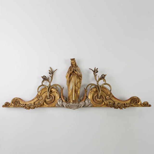 19th Century French Carved Oak Statue of the Holy Virgin For Sale - Image 12 of 12