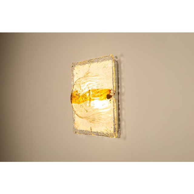 Cristal and Yellow Quilt Wall Lamps by Toni Zuccheri for Venini, Italy, 1970s, Set of 4 For Sale - Image 9 of 18