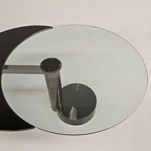 Extendable Round Glass Table Moon attributed to Mario Mazzer for Zanette, 1980s For Sale - Image 12 of 18