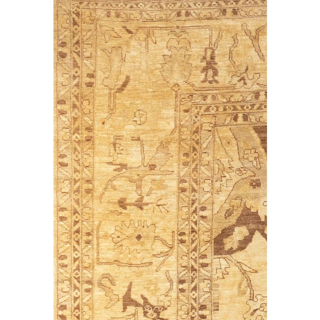 Palace size Hand-Knotted wool 100 % dyed late 20th Century Pishawar Rug in yellow and brown.