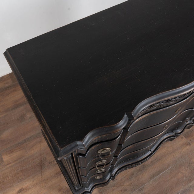 Black Late 18th Century Black Rococo Oak Chest of Five Drawers, Denmark For Sale - Image 8 of 13