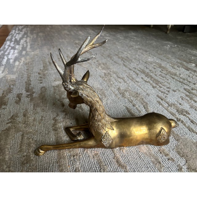 Reclining Brass Reindeer, Mid-Century For Sale In Philadelphia - Image 6 of 8
