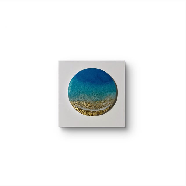 Waves Of Love by Ana Hefco | Mixed Media on ceramic depicting ocean waves and sandy shore. For Sale - Image 4 of 5