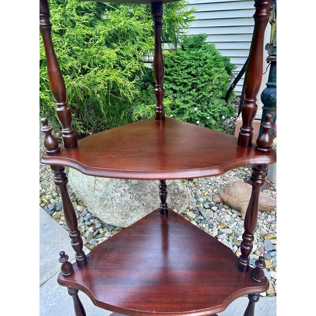Auburn Early 20th Century, Victorian, Five-Tier, Mahogany, What-Not Display Shelf, Turned Spindle Supports, Stick and Ball Detailing, Corner Etagere For Sale - Image 8 of 10