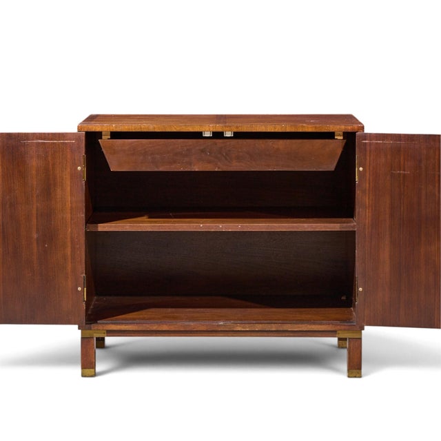 Michael Taylor for Baker Milling Road Walnut and Brass Cabinet Credenza For Sale In Chicago - Image 6 of 9