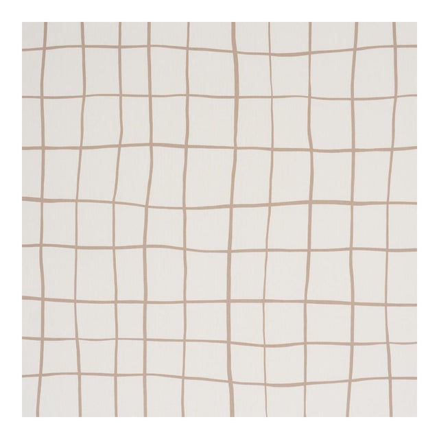 Sample - Schumacher X Miles Redd Painterly Windowpane Fabric in Neutral For Sale