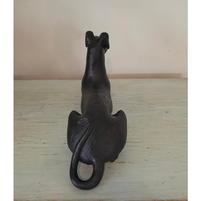 Mid-Century Modern Antique Cast Iron Resting Whippet Greyhound Hearth Statue For Sale - Image 3 of 17